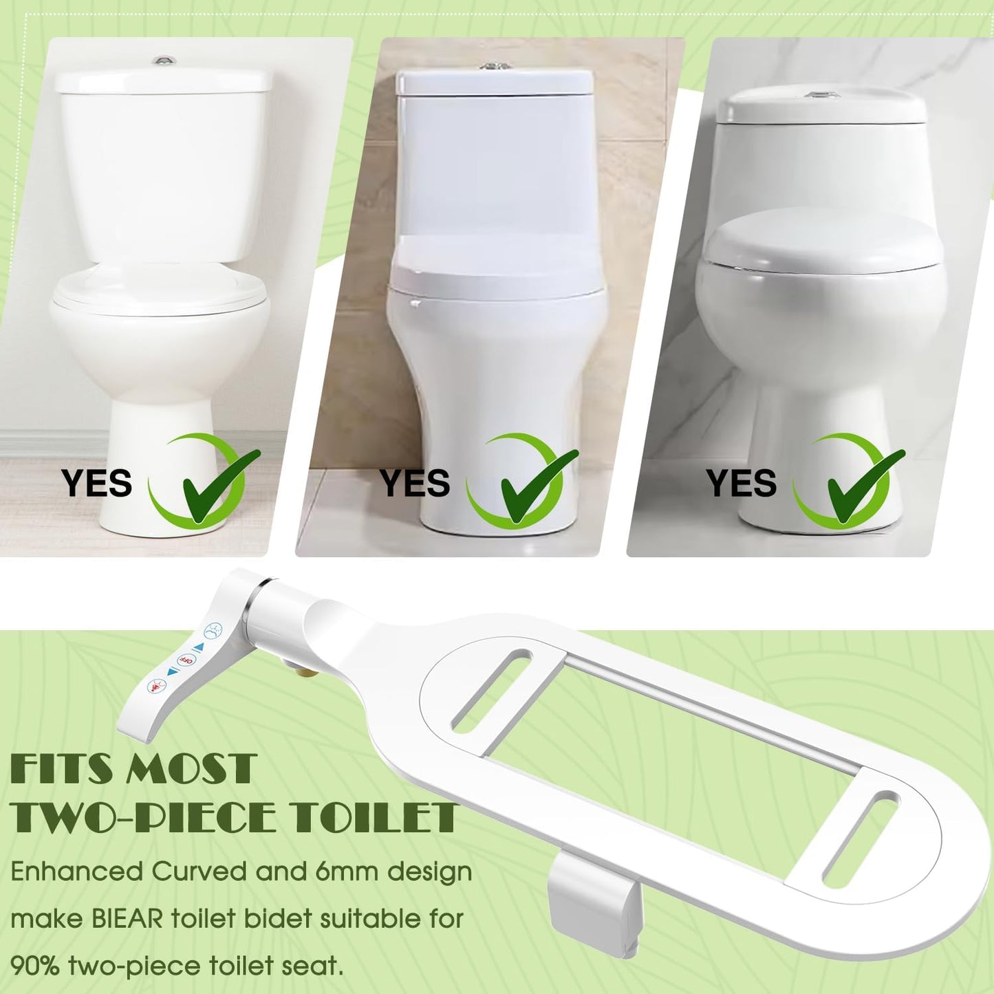 6mm Slim Bidet, Bidet Attachment for Toilet, Bidet Toilet Seat Sprayer Jet with Dual Nozzles Front & Back Washing for Women Men Easy Use Right Handle Non-Electric Fresh Cold Water Bidet