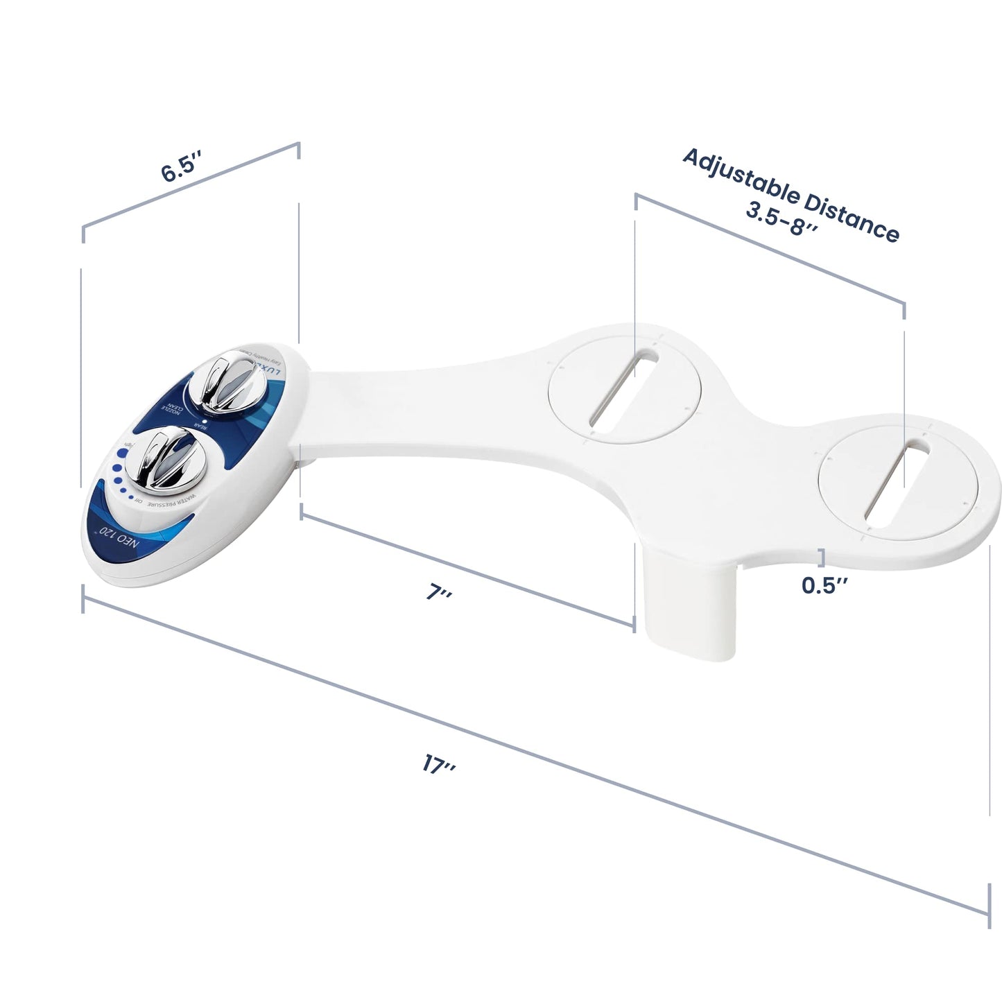 LUXE Bidet NEO 120 - Self-Cleaning Nozzle, Fresh Water Non-Electric Bidet Attachment for Toilet Seat, Adjustable Water Pressure, Rear Wash (White)