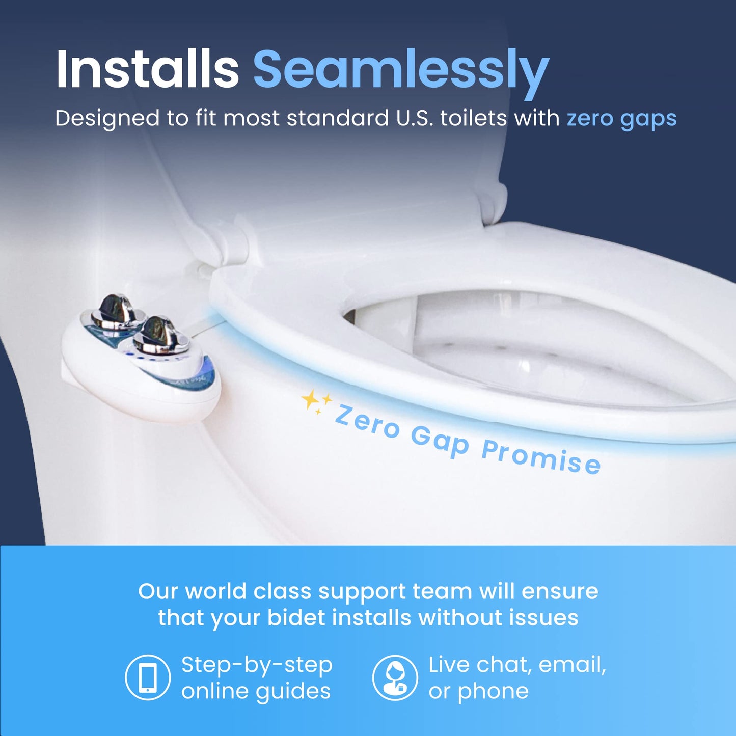 LUXE Bidet NEO 120 - Self-Cleaning Nozzle, Fresh Water Non-Electric Bidet Attachment for Toilet Seat, Adjustable Water Pressure, Rear Wash (White)