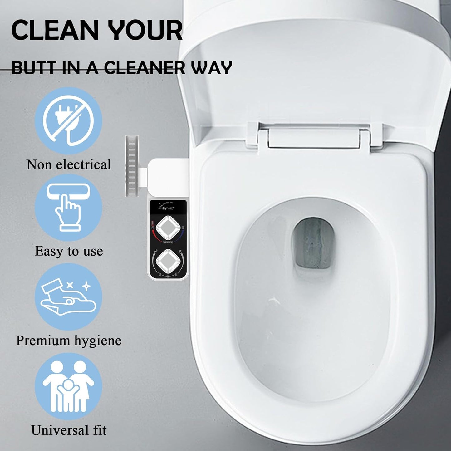 Bidet Attachment for Toilet Warm Water, Non-Electric Bidet Toilet Attachment, Self Cleaning Water Sprayer with Adjustable Water Pressure Nozzle, Frontal & Rear Wash, Gift for Her/Him