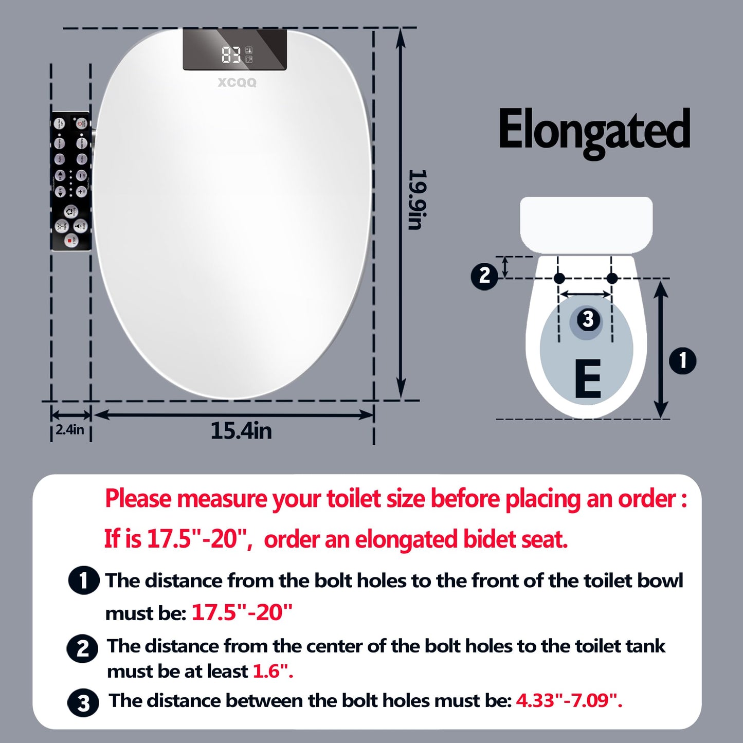 Bidet Toilet Seat Elongated, Unlimited Warm Water, Heated Toilet Seat, Warm Air Dryer, Rear and Feminine Washing, Soft Closed Toilet Lid, Night Light, Smart Toilet Seat with Bidet Requires Outlet