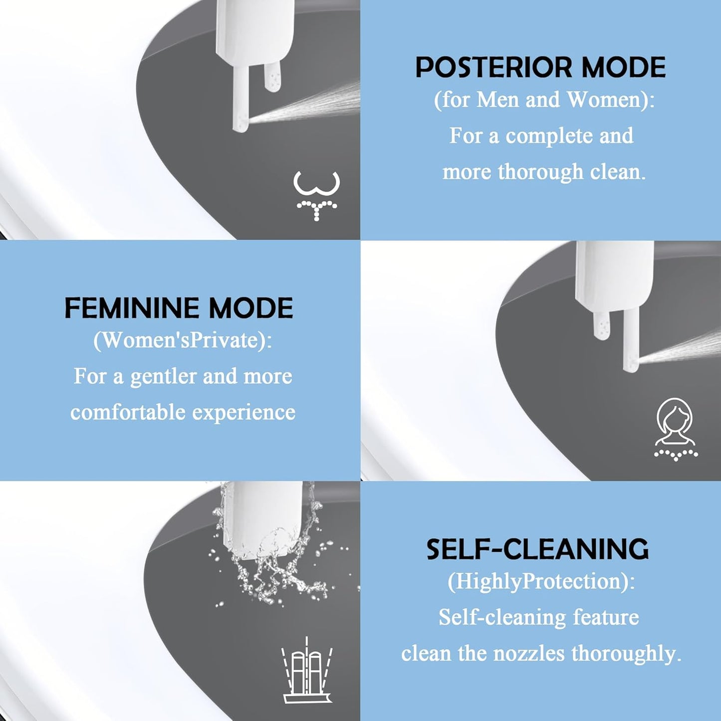 Bidet Attachment for Toilet Warm Water, Non-Electric Bidet Toilet Attachment, Self Cleaning Water Sprayer with Adjustable Water Pressure Nozzle, Frontal & Rear Wash, Gift for Her/Him