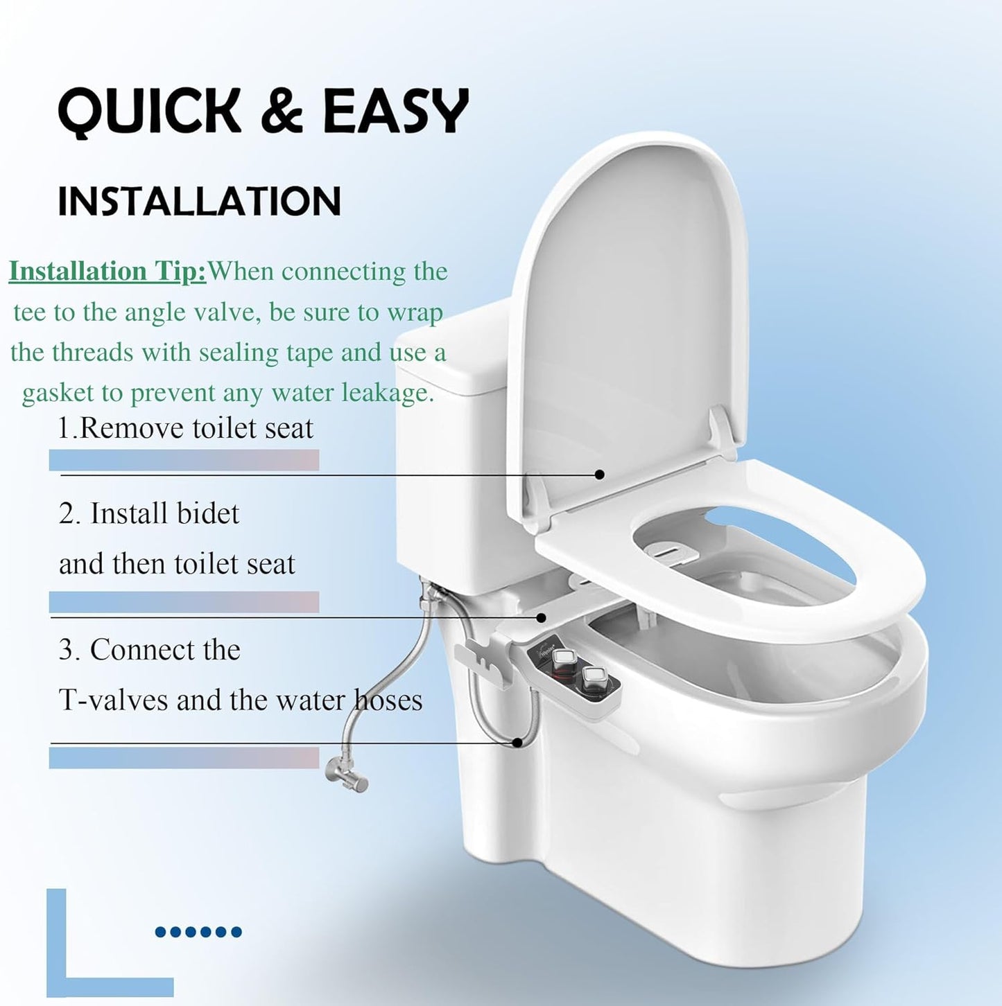 Bidet Attachment for Toilet Warm Water, Non-Electric Bidet Toilet Attachment, Self Cleaning Water Sprayer with Adjustable Water Pressure Nozzle, Frontal & Rear Wash, Gift for Her/Him