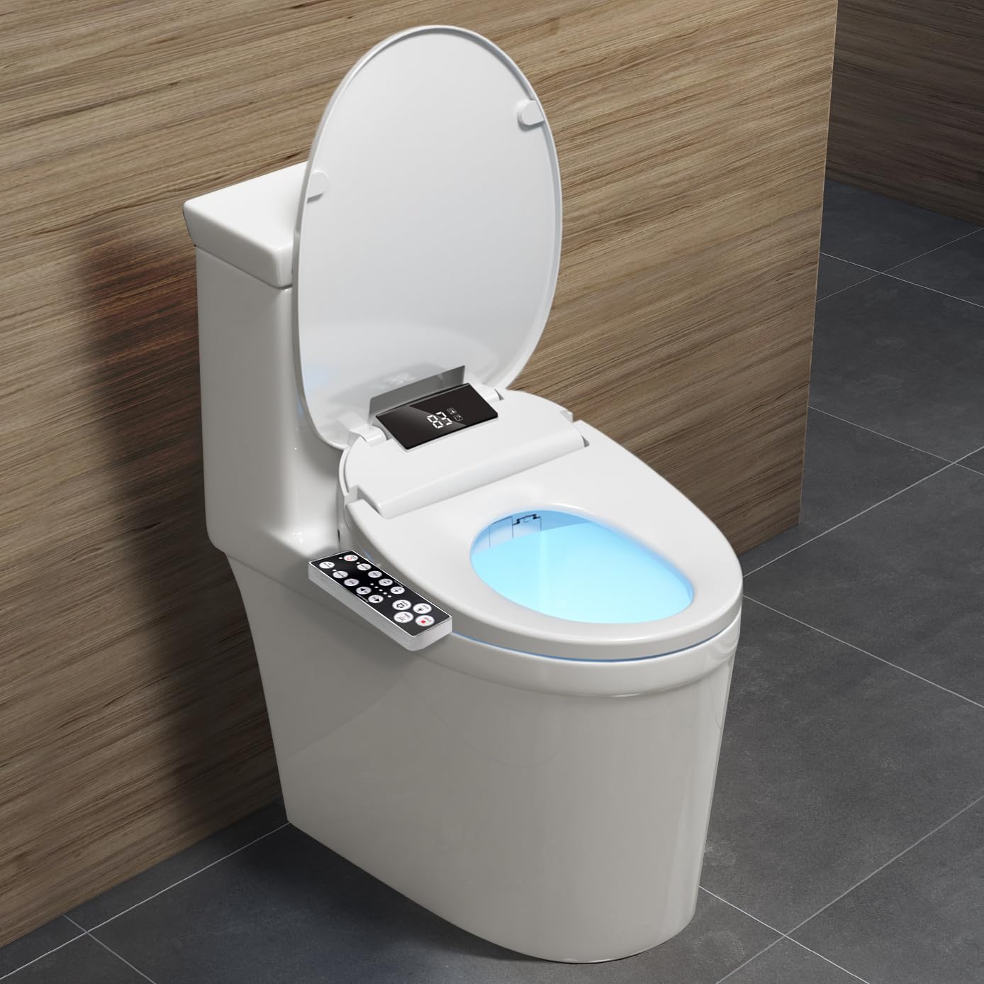 Bidet Toilet Seat Elongated, Unlimited Warm Water, Heated Toilet Seat, Warm Air Dryer, Rear and Feminine Washing, Soft Closed Toilet Lid, Night Light, Smart Toilet Seat with Bidet Requires Outlet