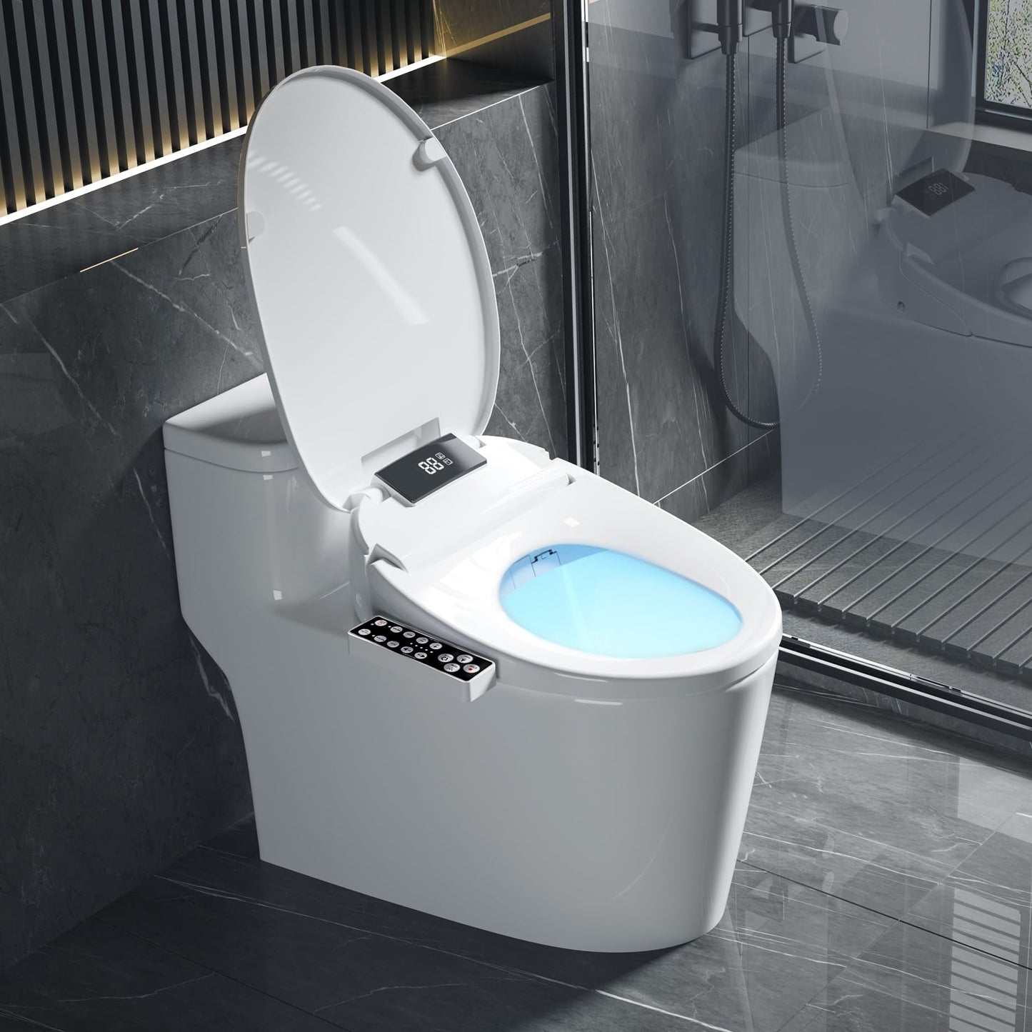 Bidet Toilet Seat Elongated, Unlimited Warm Water, Heated Toilet Seat, Warm Air Dryer, Rear and Feminine Washing, Soft Closed Toilet Lid, Night Light, Smart Toilet Seat with Bidet Requires Outlet