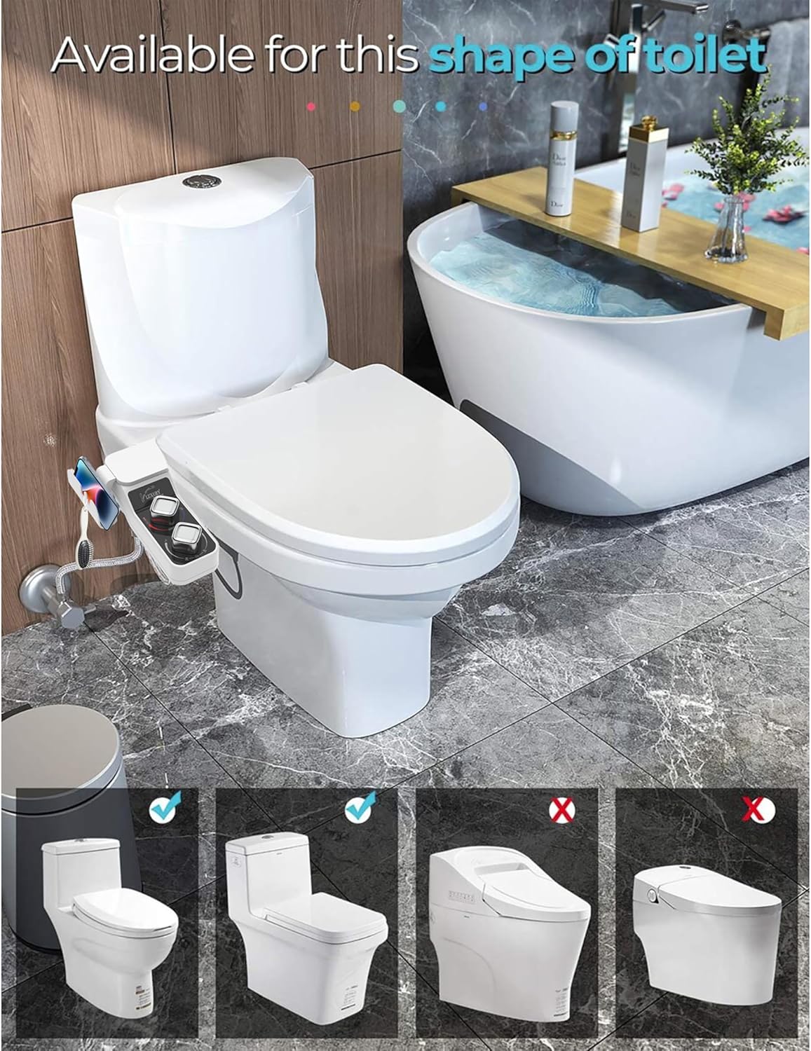 Bidet Attachment for Toilet Warm Water, Non-Electric Bidet Toilet Attachment, Self Cleaning Water Sprayer with Adjustable Water Pressure Nozzle, Frontal & Rear Wash, Gift for Her/Him